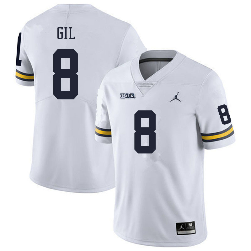 Men #8 Devin Gil Michigan Wolverines College Football Jerseys Sale-White